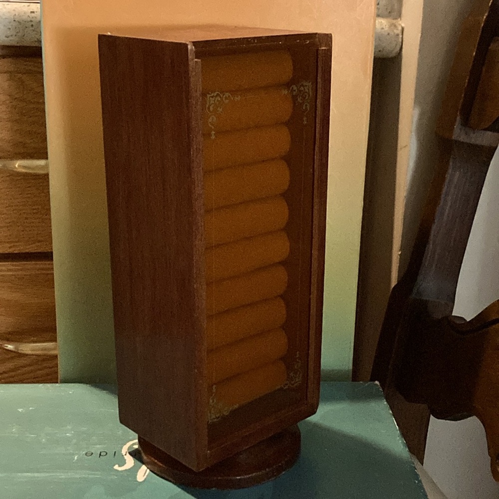 Vintage Spinning Wooden Centurion Jewelry Box